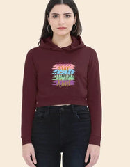 Always Stay Humble & Kind Maroon Crop Hoodie – Inspirational Women’s Streetwear | Baklolwear Baklol Wear