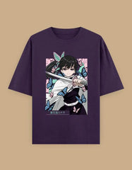 Anime Butterfly Swordswoman Oversized T-Shirt | Pastel Graphic Manga Tee Baklol Wear