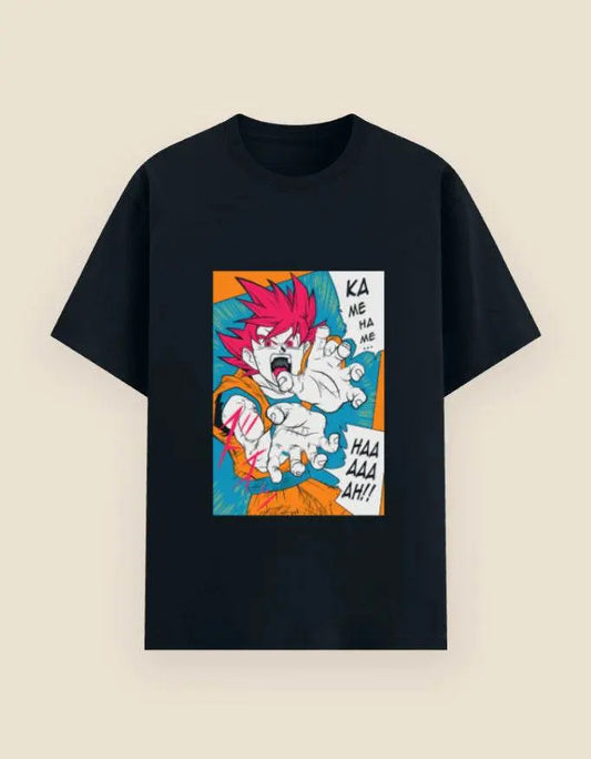 Anime Power Blast Graphic T-Shirt – Kamehameha Manga Style Tee for Men & Women | Bold Cotton Casual Wear Baklol Wear