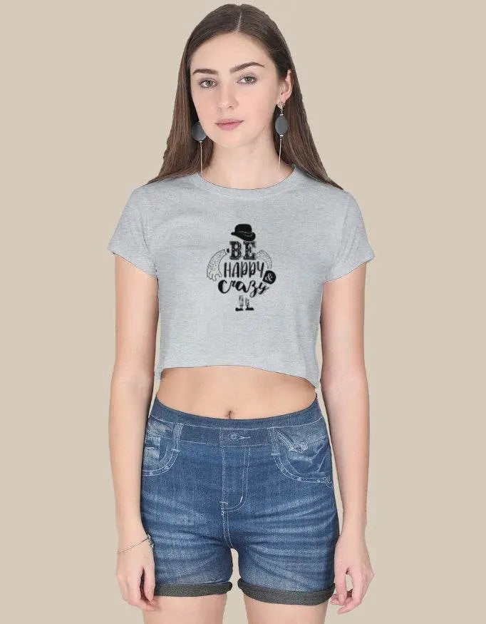 Be Happy & Crazy Women’s Crop Top - Baklol Wear
