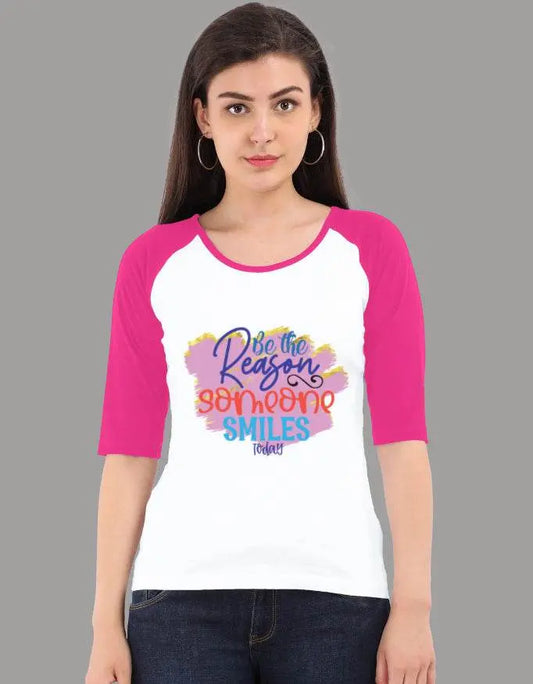 Be the Reason Someone Smiles Today – Women's Motivational Raglan Tee | Baklolwear Baklol Wear