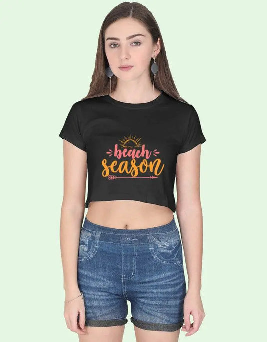 Beach Season Crop Top – Summer Graphic Tee for Girls & Women Baklol Wear