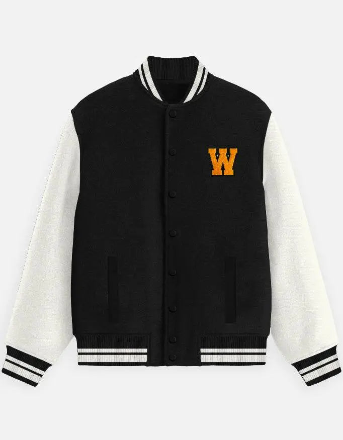 Classic Varsity Letterman Jacket for Men – Wool Bomber with Chenille W Patch - Baklol Wear
