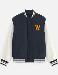 Classic Varsity Letterman Jacket for Men – Wool Bomber with Chenille W Patch - Baklol Wear
