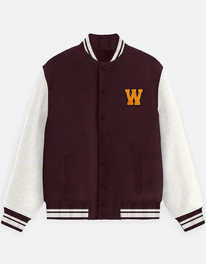 Classic Varsity Letterman Jacket for Men – Wool Bomber with Chenille W Patch - Baklol Wear