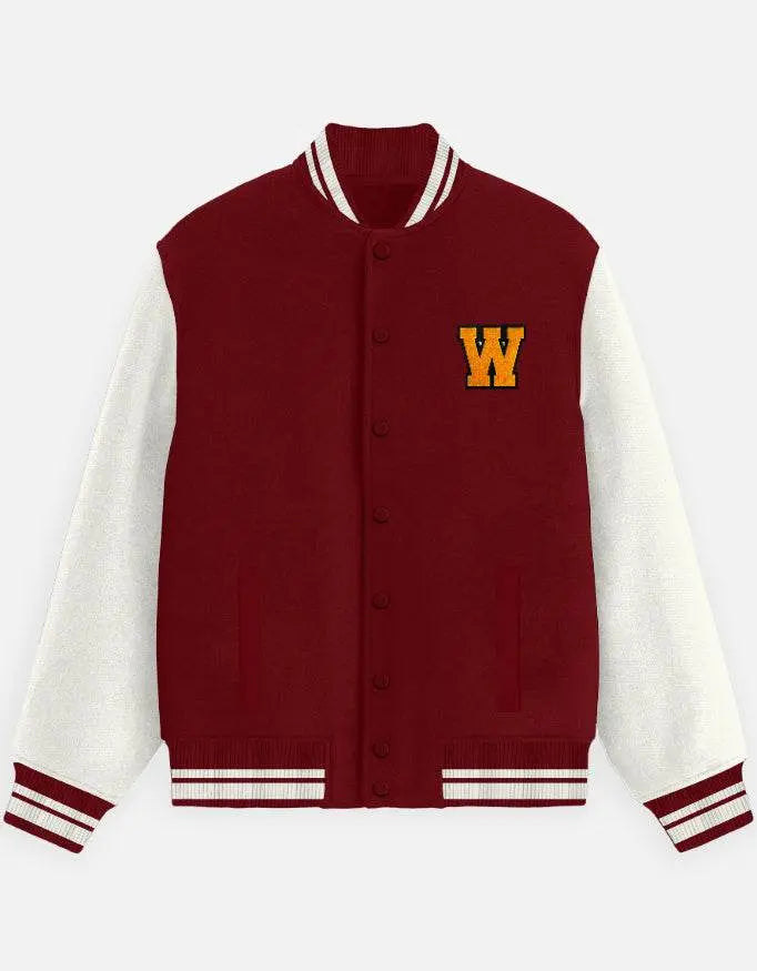 Classic Varsity Letterman Jacket for Men – Wool Bomber with Chenille W Patch - Baklol Wear