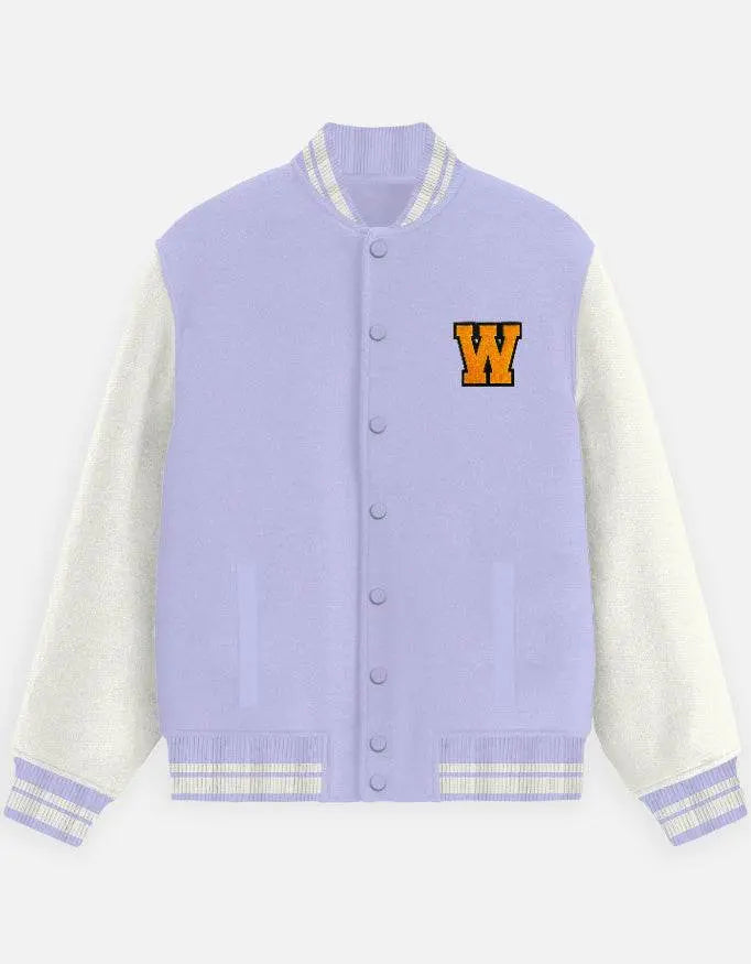 Classic Varsity Letterman Jacket for Men – Wool Bomber with Chenille W Patch - Baklol Wear