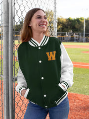 Classic Varsity Letterman Jacket for Men – Wool Bomber with Chenille W Patch - Baklol Wear