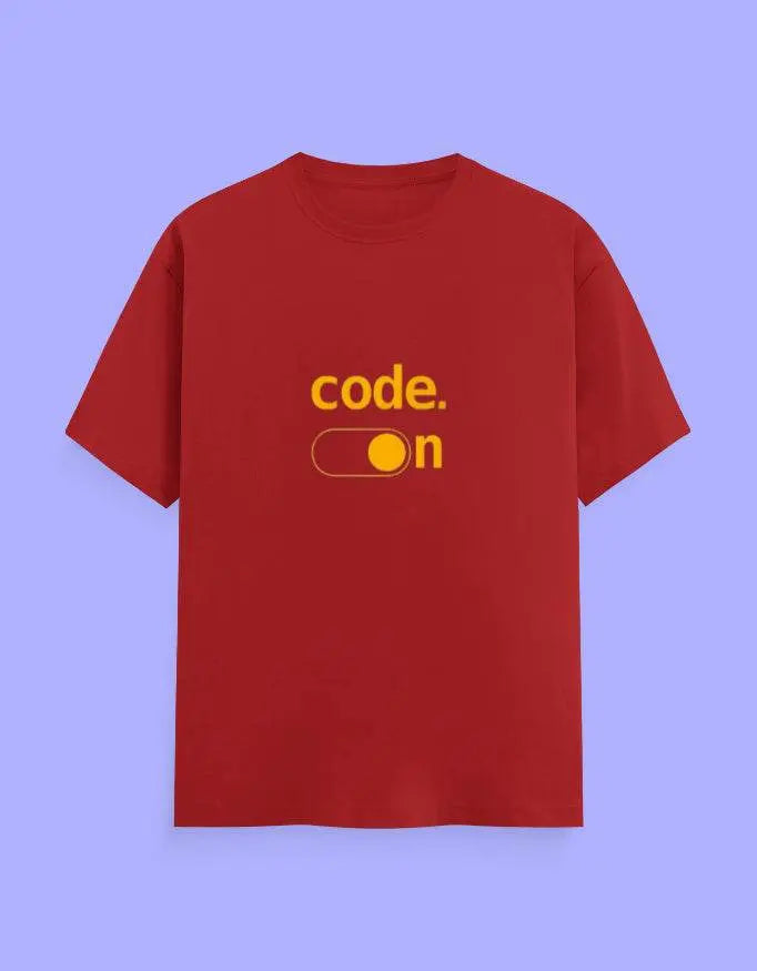 "Code On" T-Shirt for Developers – 100% Cotton, Soft Feel, Trendy Geek Wear Baklol Wear