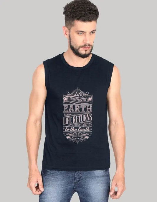 Earth Quote Sleeveless T-Shirt for Men - Eco-Friendly Streetwear | Baklolwear Baklol Wear