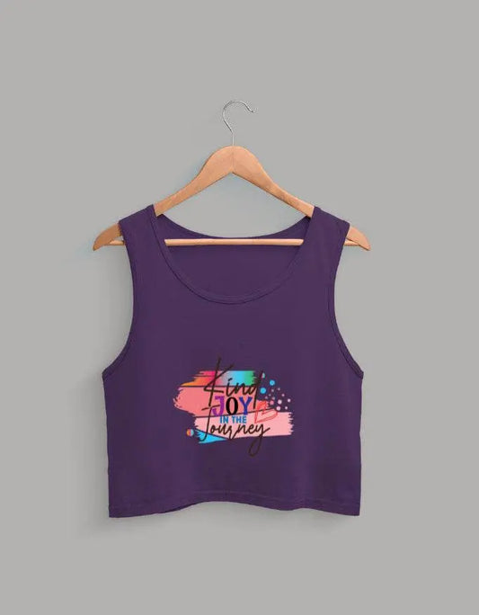 Find Joy in the Journey – Women's White Motivational Crop Tank | Baklolwear Baklol Wear