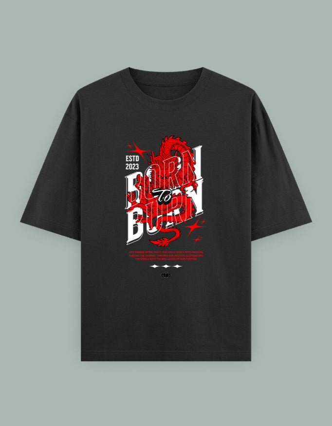 Born to Burn Oversized T-Shirt – Fierce Dragon Graphic Streetwear - Baklol Wear