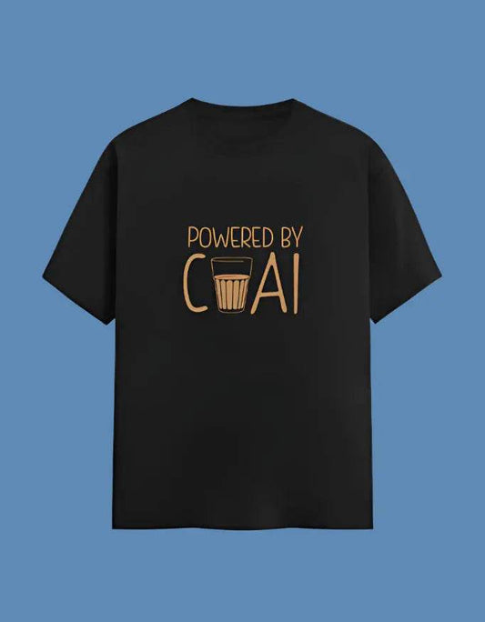 Powered By Chai - Half Sleeves Tshirt - Baklol Wear