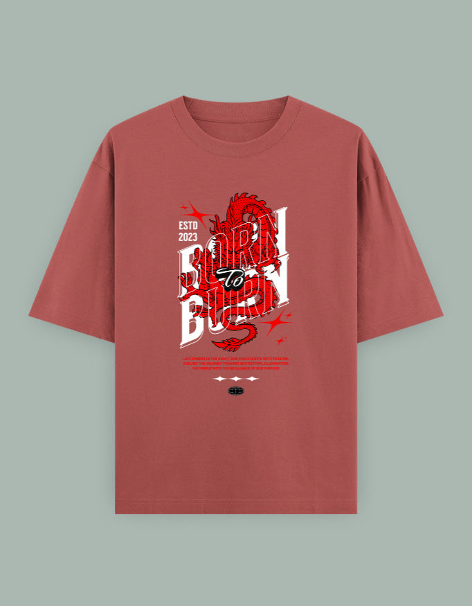 Born to Burn Oversized T-Shirt – Fierce Dragon Graphic Streetwear - Baklol Wear