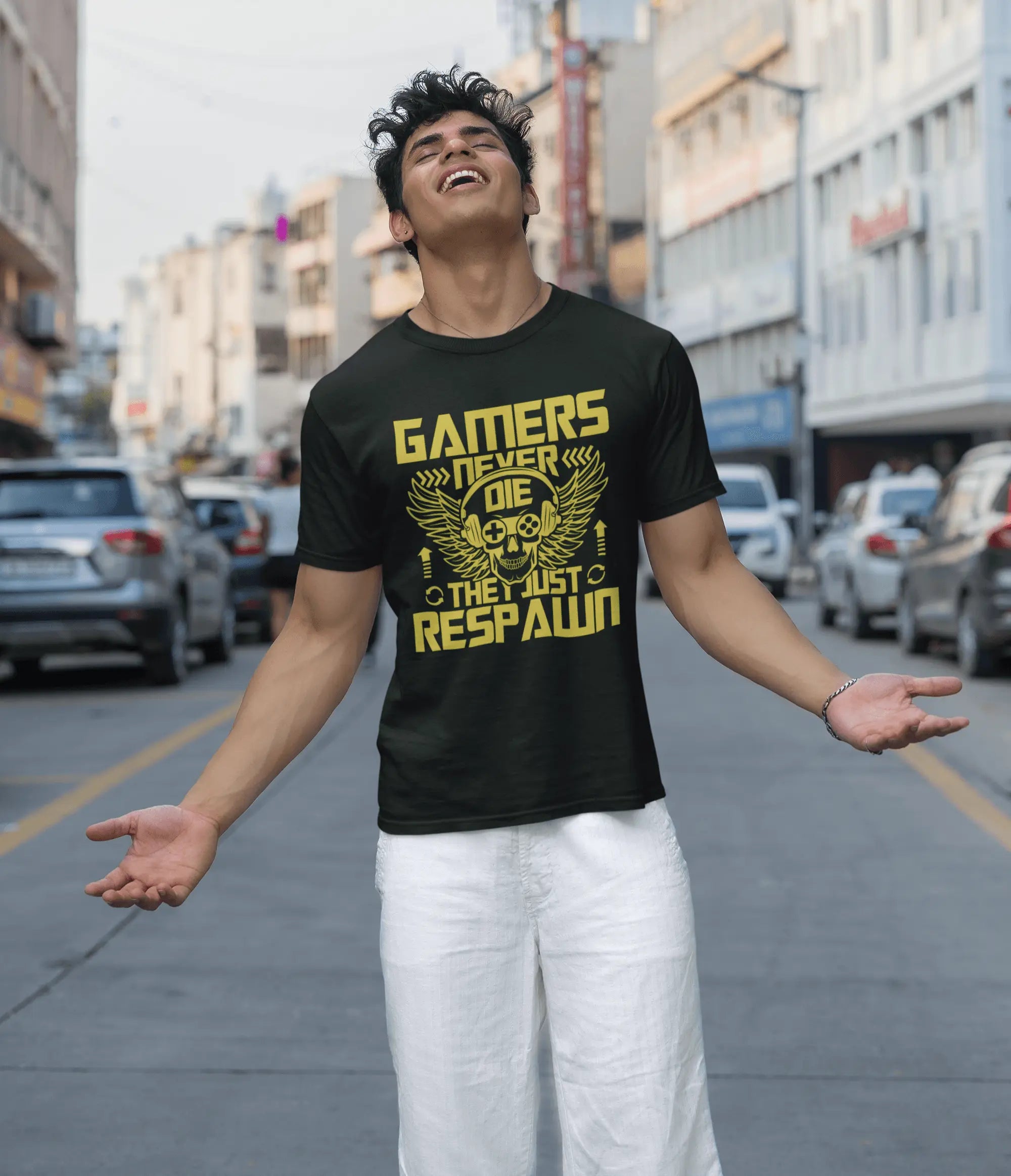 Gamers Never Die, They Just Respawn Graphic Unisex Classic Crew T-Shirt - Baklol Wear