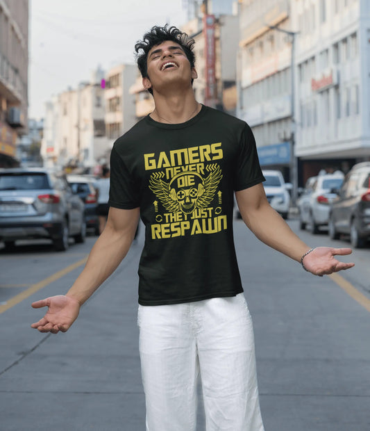 Gamers Never Die, They Just Respawn Graphic Unisex Classic Crew T-Shirt - Baklol Wear