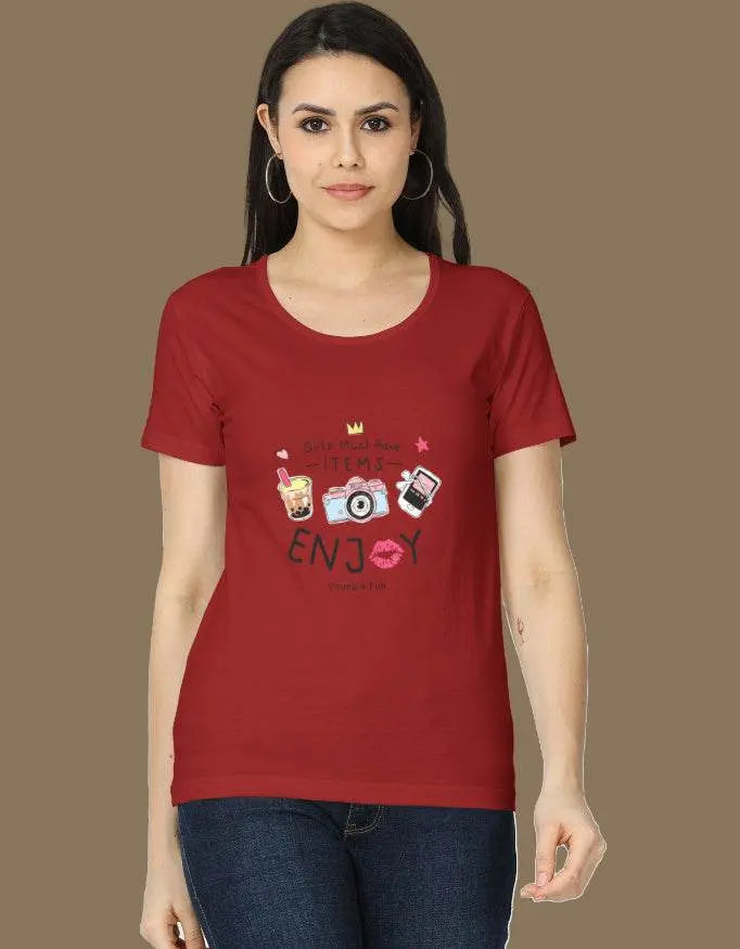 Girls Must Have Items Enjoy Young Fun Graphic T-Shirt - Baklol Wear