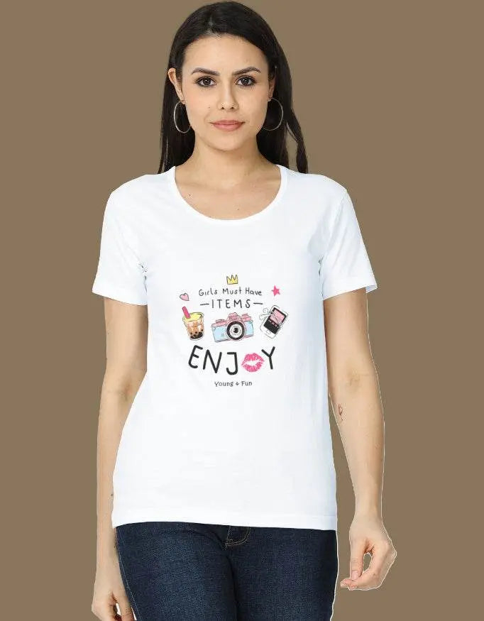 Girls Must Have Items Enjoy Young Fun Graphic T-Shirt - Baklol Wear