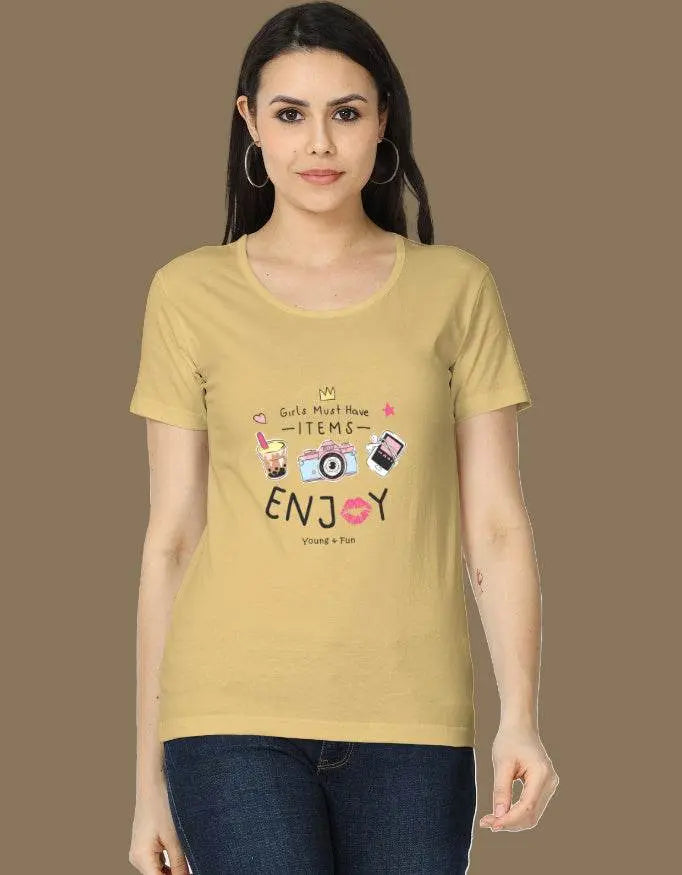 Girls Must Have Items Enjoy Young Fun Graphic T-Shirt - Baklol Wear
