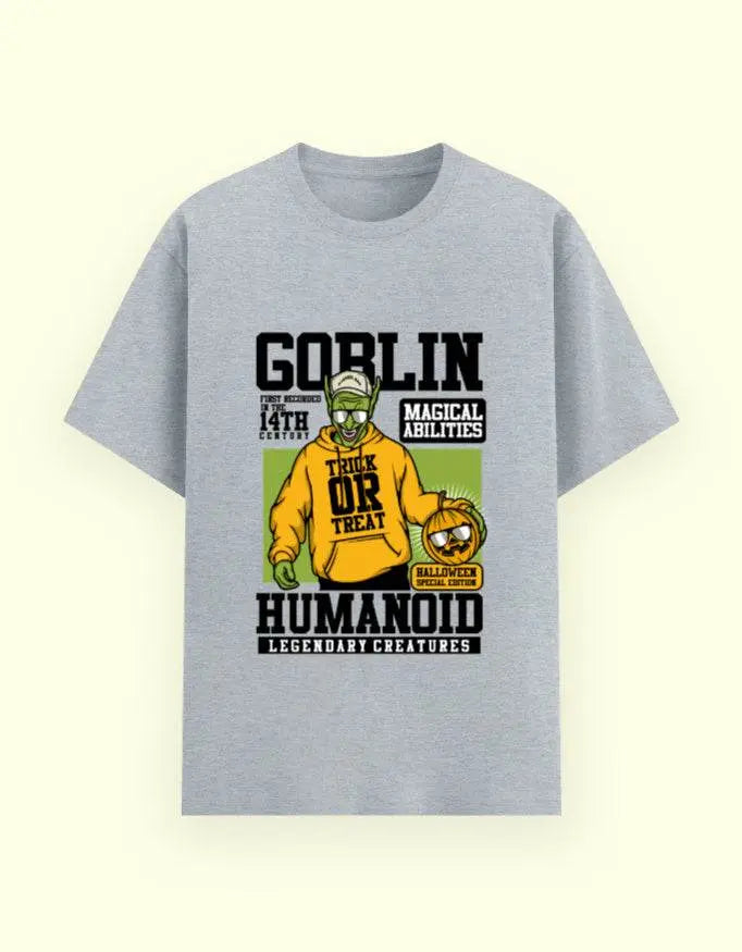 Goblin Hoodie Graphic T-Shirt – Trick or Treat Halloween Special Humanoid Fantasy Tee Baklol Wear
