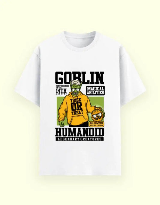 Goblin Hoodie Graphic T-Shirt – Trick or Treat Halloween Special Humanoid Fantasy Tee Baklol Wear