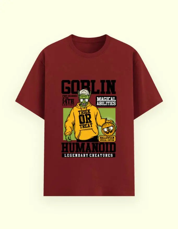 Goblin Hoodie Graphic T-Shirt – Trick or Treat Halloween Special Humanoid Fantasy Tee Baklol Wear