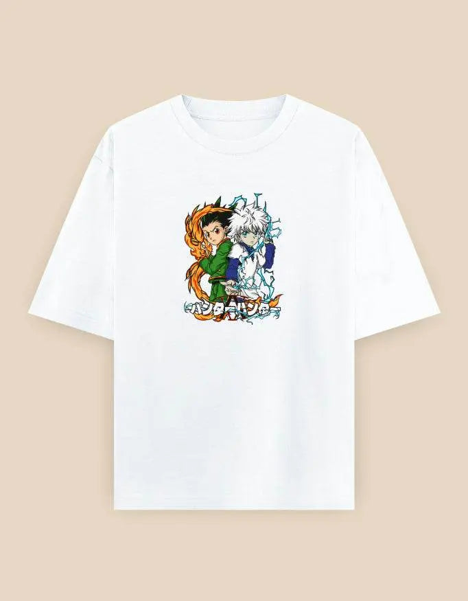 Hunter x Hunter Oversized T-Shirt | Anime Duo Chibi Graphic Manga Tee Baklol Wear