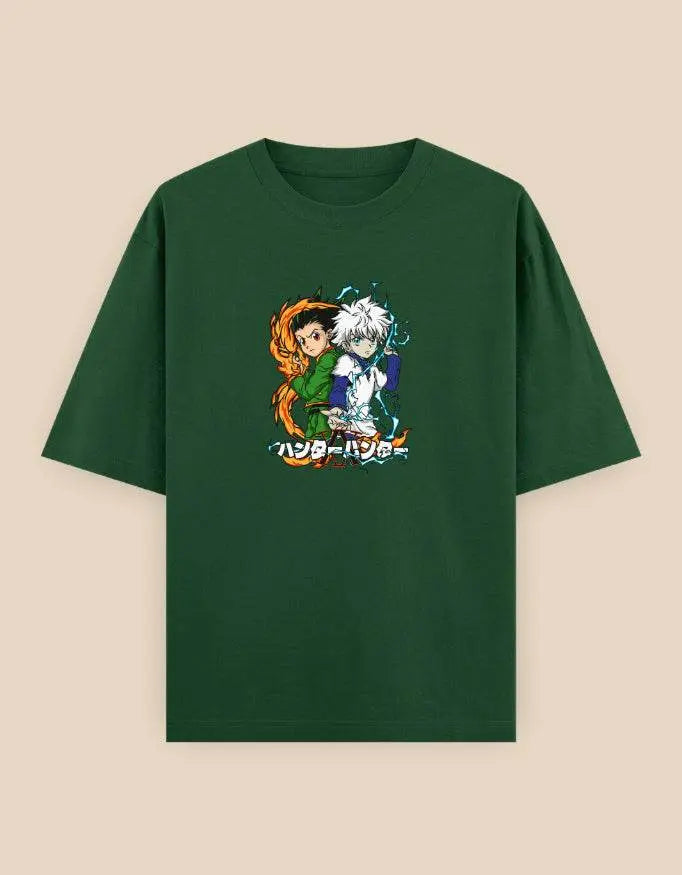 Hunter x Hunter Oversized T-Shirt | Anime Duo Chibi Graphic Manga Tee Baklol Wear