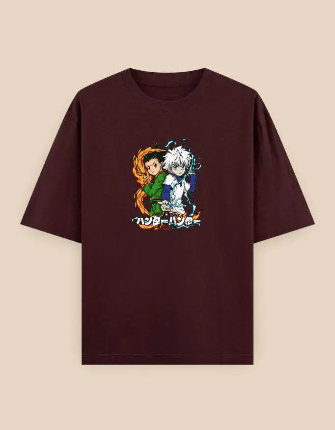 Hunter x Hunter Oversized T-Shirt | Anime Duo Chibi Graphic Manga Tee Baklol Wear