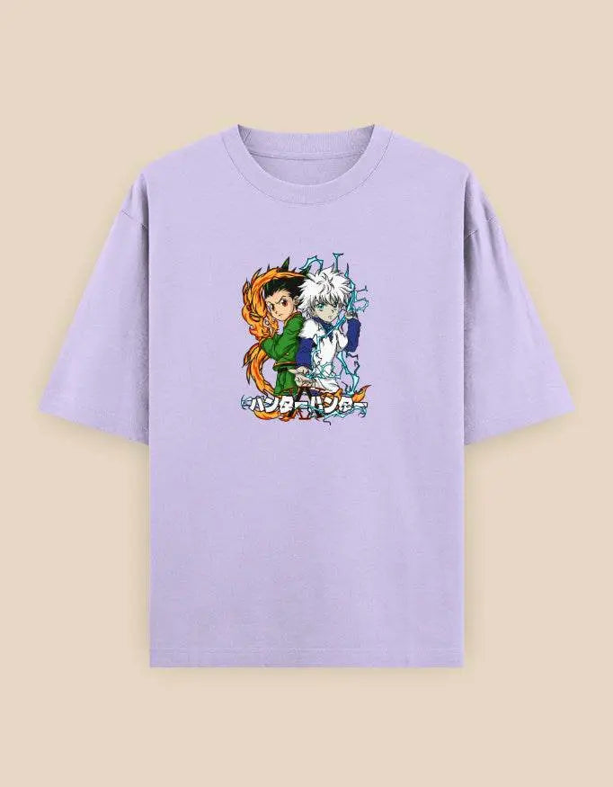 Hunter x Hunter Oversized T-Shirt | Anime Duo Chibi Graphic Manga Tee Baklol Wear