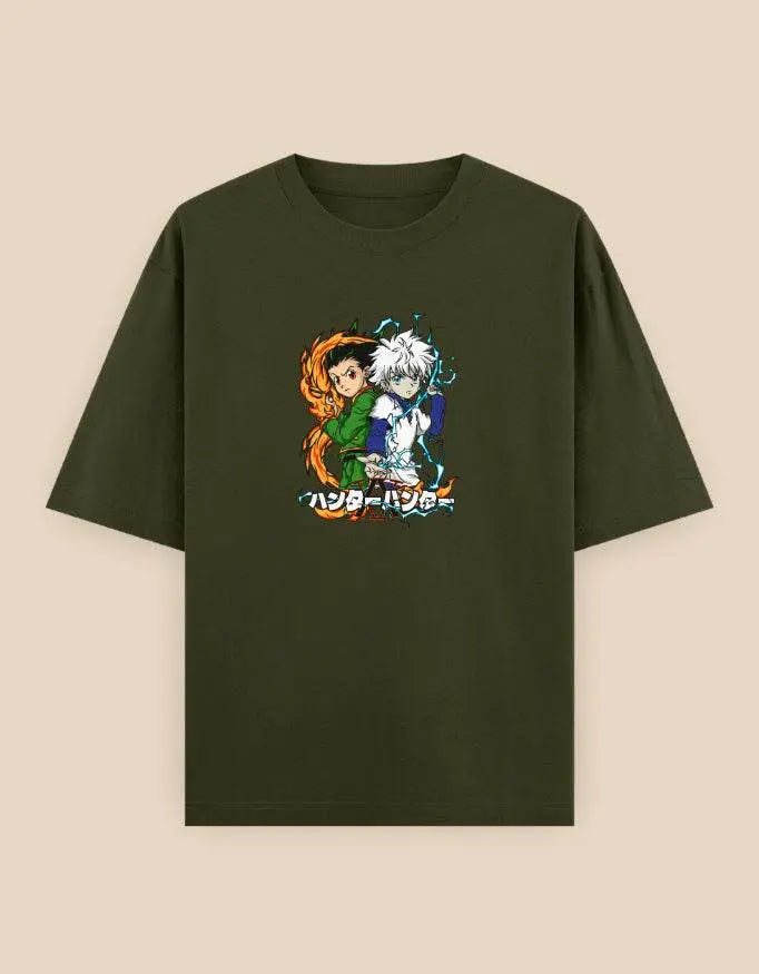 Hunter x Hunter Oversized T-Shirt | Anime Duo Chibi Graphic Manga Tee Baklol Wear