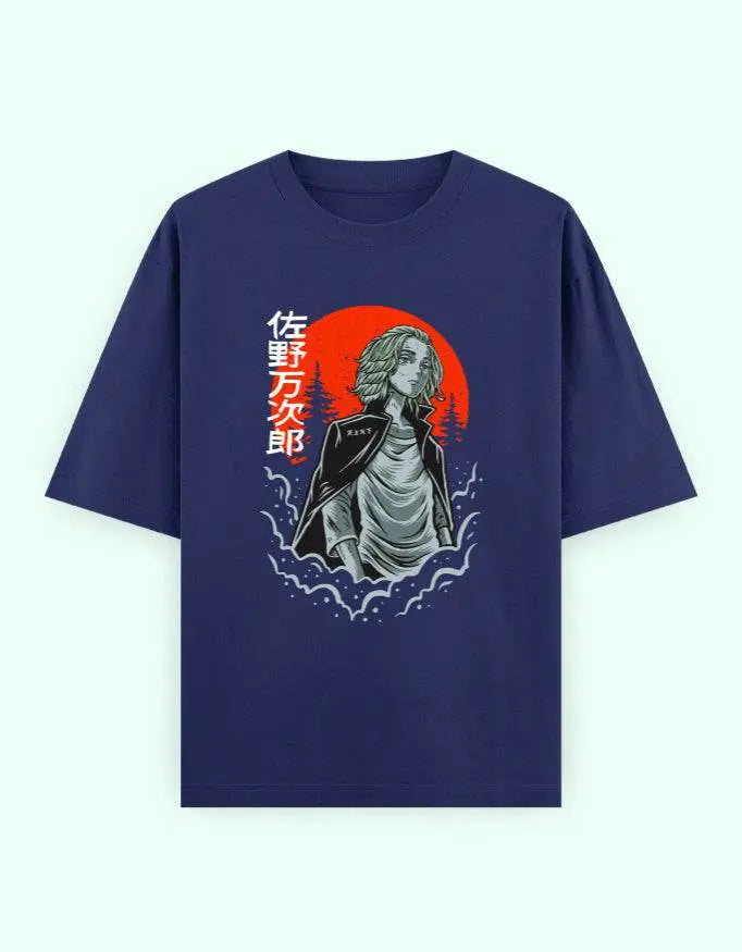 Japanese Anime Red Moon Graphic T-Shirt | Oversized Front Print Manga Tee - Baklol Wear