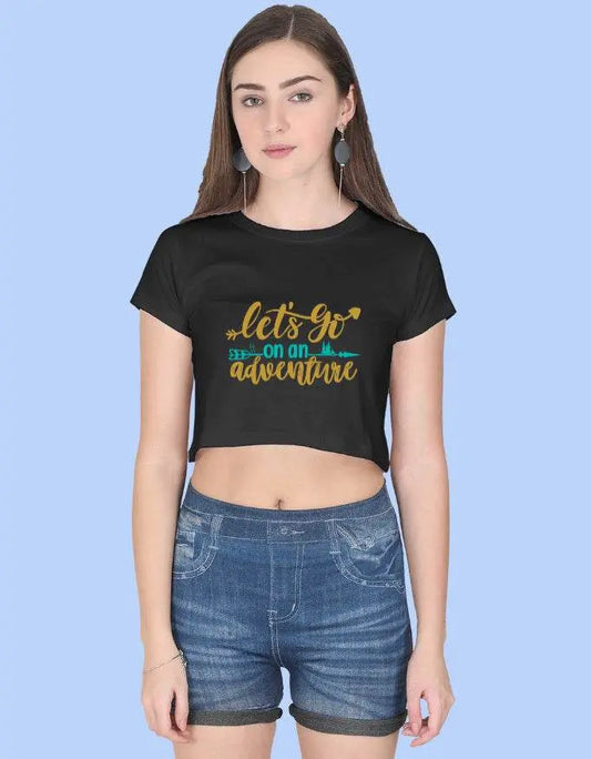 Let’s Go On An Adventure Crop Top – Motivational Graphic Tee for Women & Girls Baklol Wear