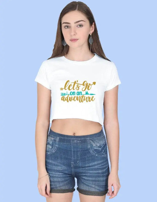 Let’s Go On An Adventure Crop Top – Motivational Graphic Tee for Women & Girls Baklol Wear