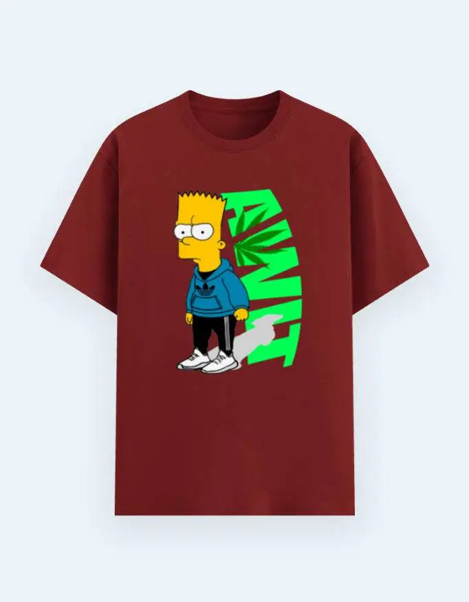 Men's Bart Street Style Graphic T-Shirt – Urban Cartoon Print, Trendy Crew Neck Tee Baklol Wear