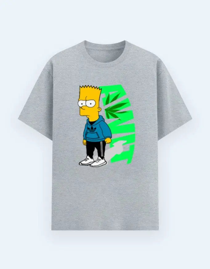 Men's Bart Street Style Graphic T-Shirt – Urban Cartoon Print, Trendy Crew Neck Tee Baklol Wear
