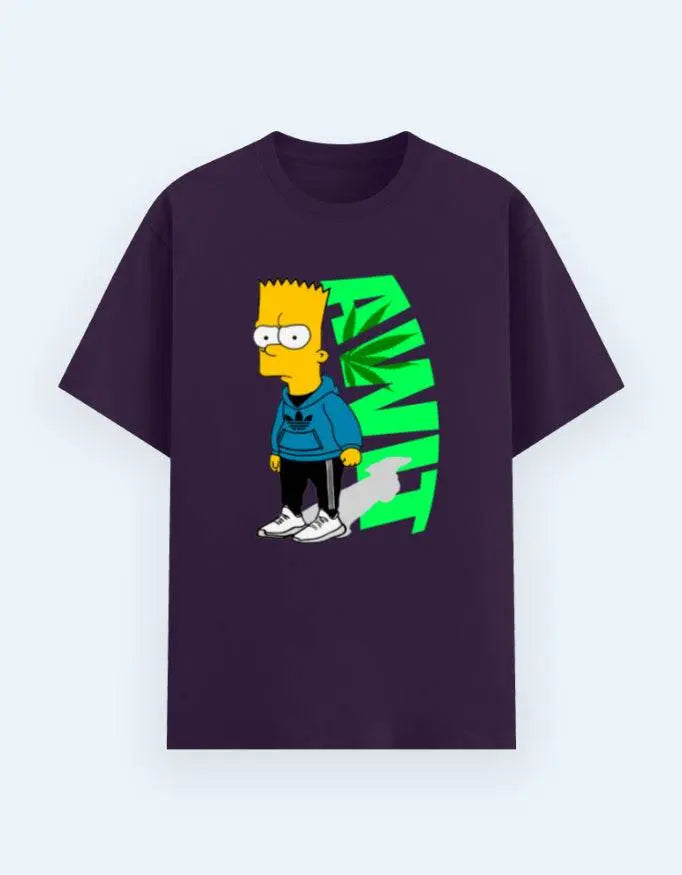 Men's Bart Street Style Graphic T-Shirt – Urban Cartoon Print, Trendy Crew Neck Tee Baklol Wear