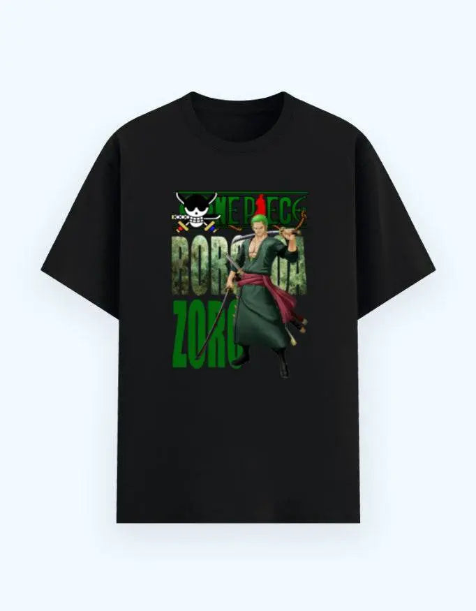 Men's One Piece Zoro Graphic T-Shirt – Anime Samurai Crew Neck, Roronoa Zoro Sword Art Tee Baklol Wear