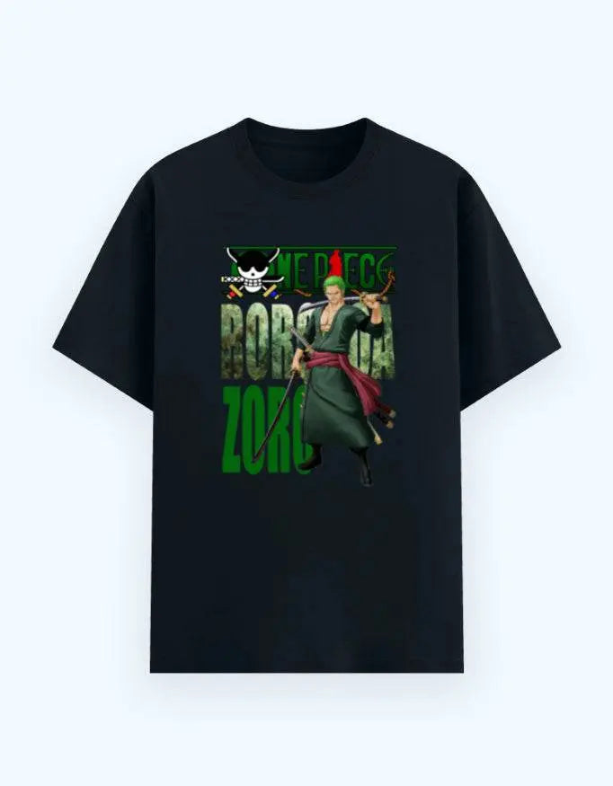Men's One Piece Zoro Graphic T-Shirt – Anime Samurai Crew Neck, Roronoa Zoro Sword Art Tee Baklol Wear