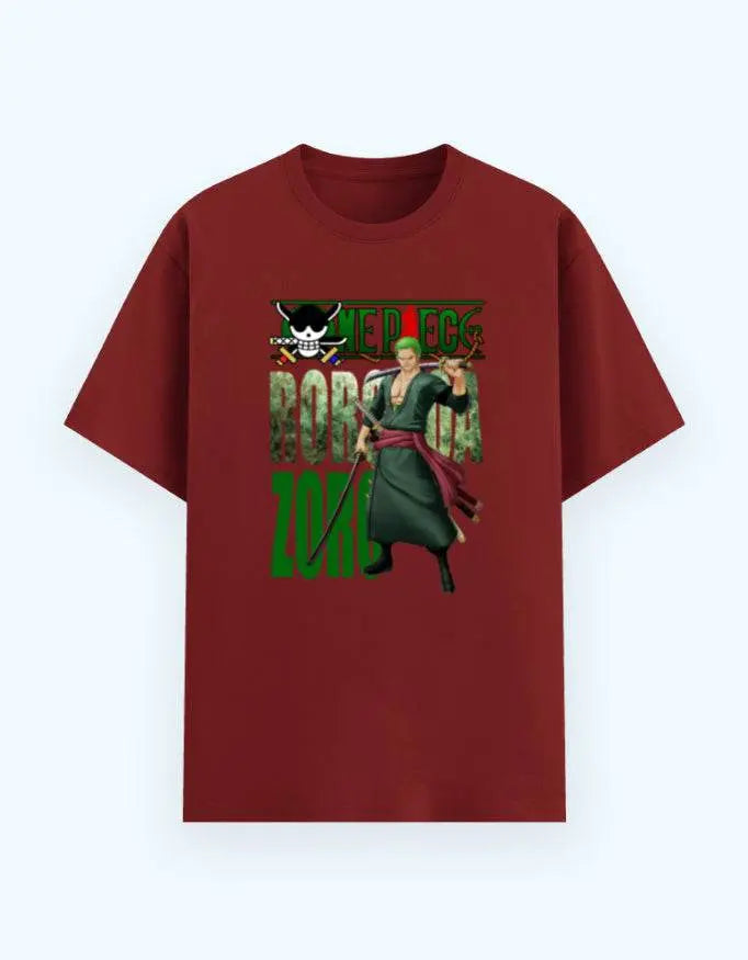 Men's One Piece Zoro Graphic T-Shirt – Anime Samurai Crew Neck, Roronoa Zoro Sword Art Tee Baklol Wear