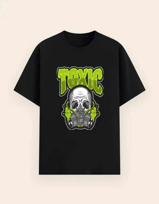 Men's Toxic Skull Graphic Tee – Edgy Gas Mask Print, Urban Streetwear, Crew Neck T-Shirt Baklol Wear
