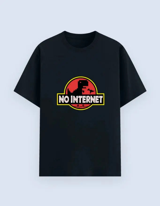 No Internet Dinosaur T-Shirt – Funny Offline Game Inspired Tee for Gamers & Tech Lovers Baklol Wear