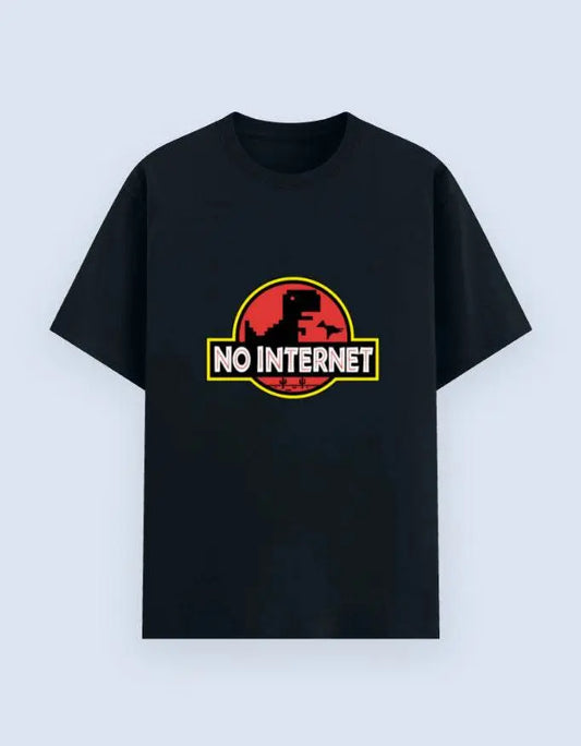 No Internet Dinosaur T-Shirt – Funny Offline Game Inspired Tee for Gamers & Tech Lovers Baklol Wear