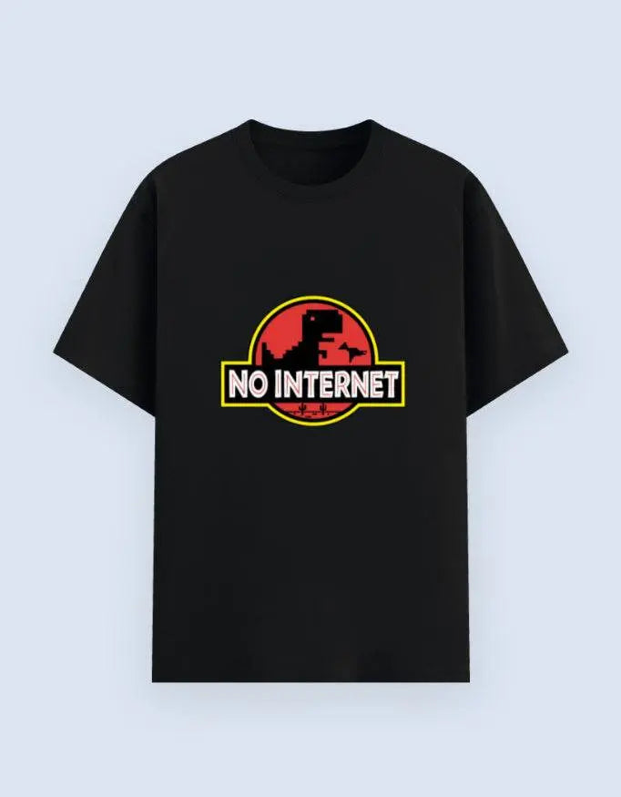 No Internet Dinosaur T-Shirt – Funny Offline Game Inspired Tee for Gamers & Tech Lovers Baklol Wear