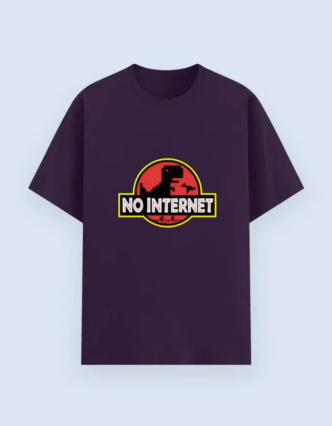 No Internet Dinosaur T-Shirt – Funny Offline Game Inspired Tee for Gamers & Tech Lovers Baklol Wear