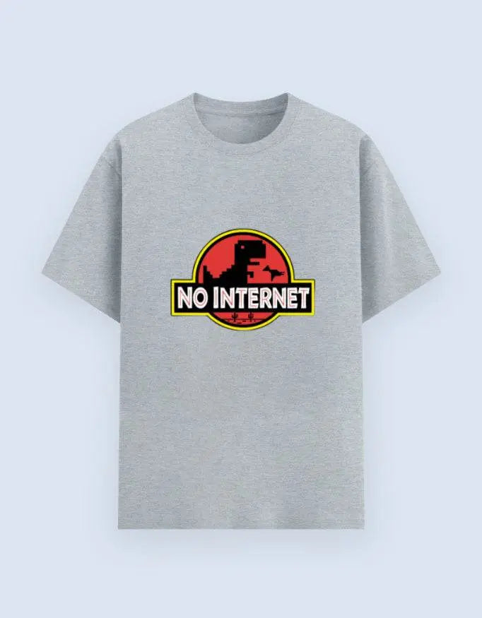 No Internet Dinosaur T-Shirt – Funny Offline Game Inspired Tee for Gamers & Tech Lovers Baklol Wear