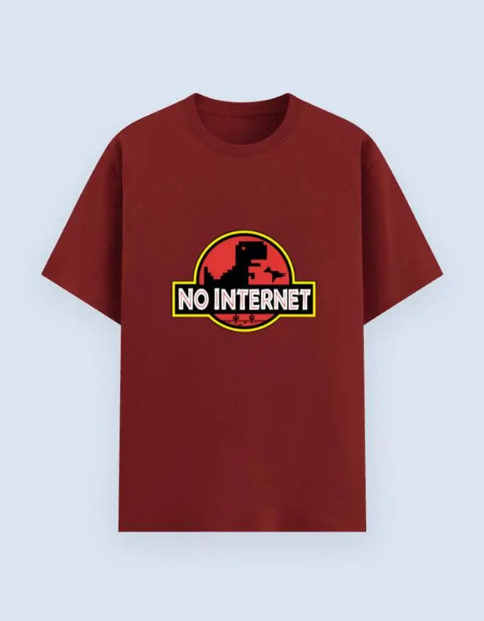 No Internet Dinosaur T-Shirt – Funny Offline Game Inspired Tee for Gamers & Tech Lovers Baklol Wear