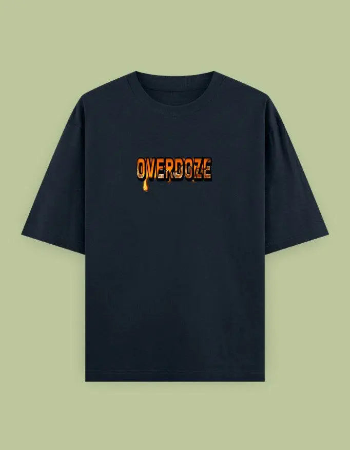 Overdoze Oversized Streetwear T-Shirt – Bold Drip Lettering Graphic Tee Baklol Wear