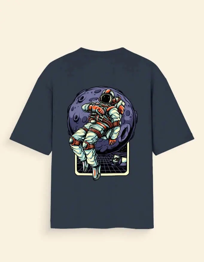 Oversized Moon Astronaut Back Print T-Shirt – Space Explorer Graphic Tee for Men & Women Baklol Wear