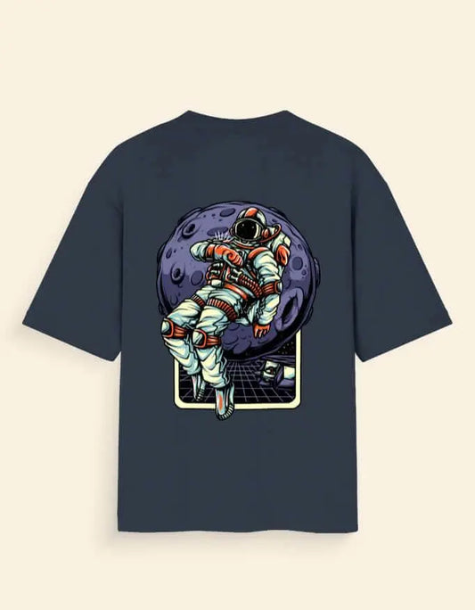 Oversized Moon Astronaut Back Print T-Shirt – Space Explorer Graphic Tee for Men & Women Baklol Wear